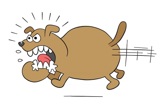 Cartoon Angry and Big Dog Running Vector Illustration