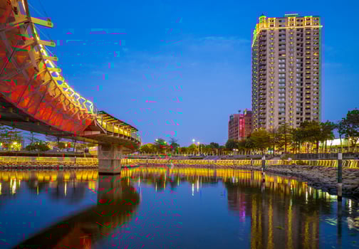 Night view of Kaohsiung by Love river photo