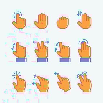 Set of Human Gesture Icon Using Digital Devices vector