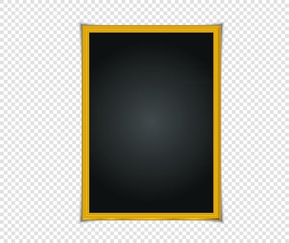 Gold shiny glowing frame with shadows isolated on transparent background. Gold luxury vintage style realistic border, photo, banner. illustration - Vector