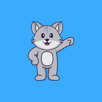 Cute cat hero. Animal cartoon concept isolated. Can used for t-shirt, greeting card, invitation card or mascot. Flat Cartoon Style vector