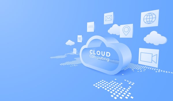 3D digital cloud computing technology background. Online service. vector art illustration
