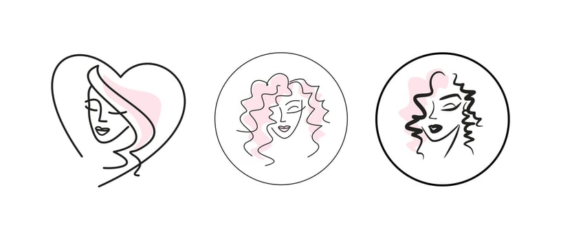girl face logo set. emblems for beauty salon or spa vector
