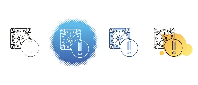 This is a set of contour and color icons of the computer cooler vector