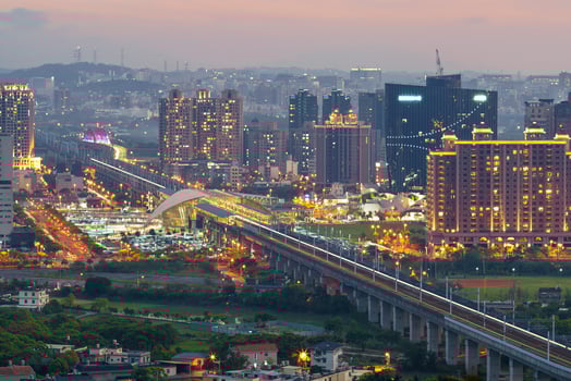 Skyline of Zhubei city at night, Taiwan photo