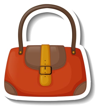 A sticker template with a vintage women shoulder bag isolated vector