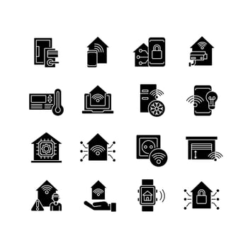 Smart house glyph icons set vector