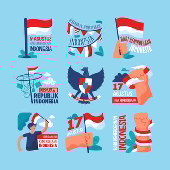 Indonesia Independence Day Icon and Sticker vector