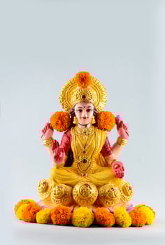 Lakshmi - Hindu goddess ,Goddess Lakshmi. Goddess Lakshmi during Diwali Celebration. Indian Hindu Light Festival called Diwali photo