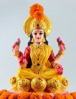Lakshmi - Hindu goddess ,Goddess Lakshmi. Goddess Lakshmi during Diwali Celebration. Indian Hindu Light Festival called Diwali photo