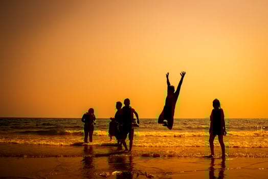 Jumping in sunset photo