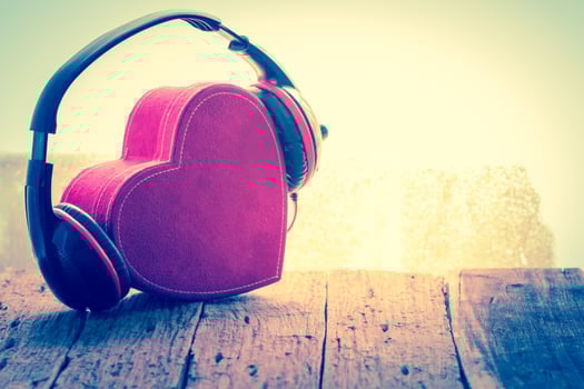 Heart gift box with headphone photo