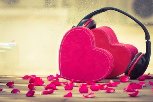 Couple heart with headphone photo
