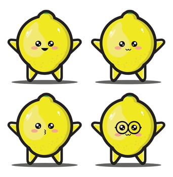 Cute cartoon lemon vegetable kawaii design premium vector