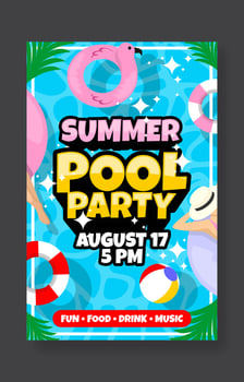 Summer Pool Party Poster Template vector