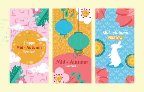 Mid Autumn Festival Banner Set vector
