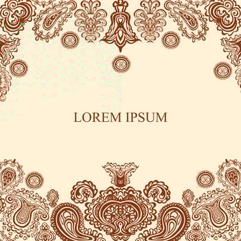 Henna Mehndi Card Template. Mehndi invitation design. Vector illustration