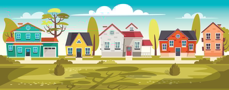 Exterior Design With Flat Building vector