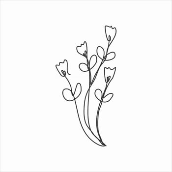 one line drawing of tiny cute flowers. continuous line art vector