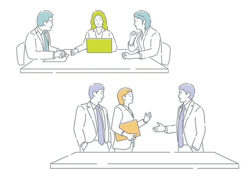 Business People In Meeting. Easy To Use Simple, Flat Vector Illustration Set Isolated On A White Background.