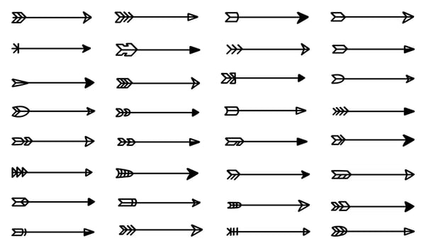 Hand drawn arrow vector icons set. sketch arrow design for business plan and education.