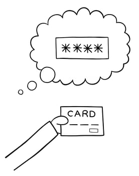 Cartoon Vector Illustration of Forget Credit Card Password