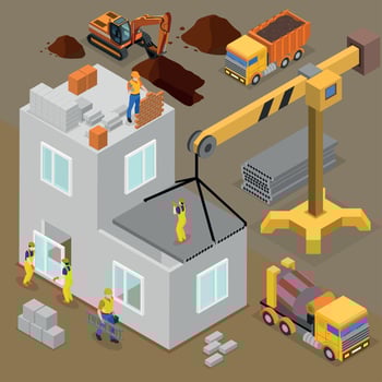 Modern Construction Isometric Composition Vector Illustration
