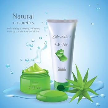 Natural Aloe Cream Background Vector Illustration