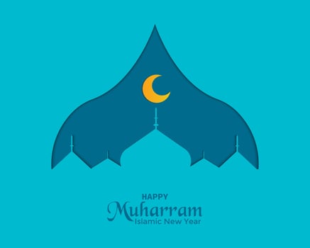 Happy Muharram Mosque Simple Greeting Template vector