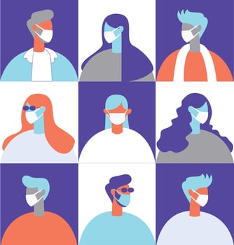 People wearing masks illustration concept vector
