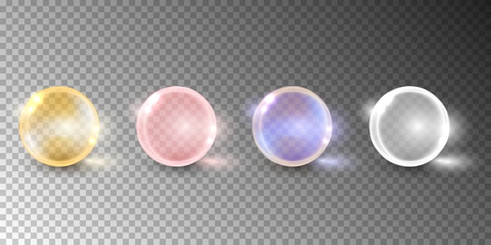 Oil bubble, vitamin capsule isolated on transparent background. vector