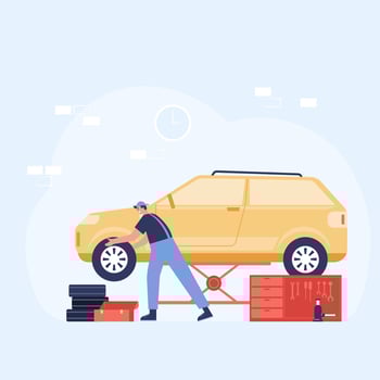 Automobile repair and maintenance service concept vector illustration.