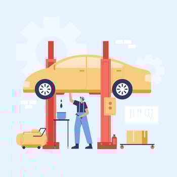 Automobile repair and maintenance service concept vector illustration.