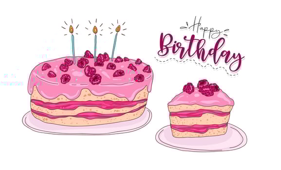 Happy birthday card decorated with cake pictures vector