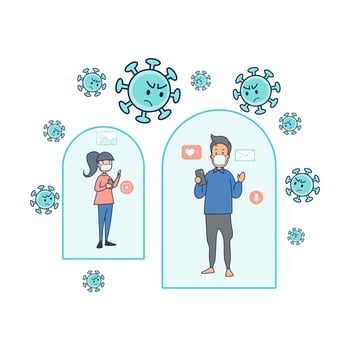 People wear masks to prevent infection. vector
