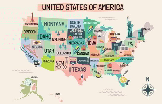 USA map in Cartoon Style vector