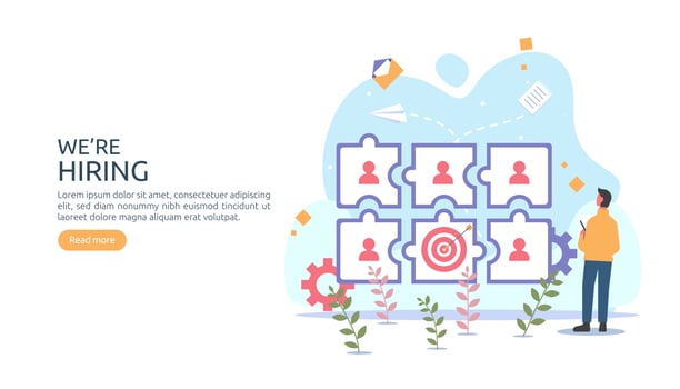 online recruitment or Job hiring concept with tiny people character. select a resume process. agency interview. template for web landing page, banner, presentation, social media. Vector illustration