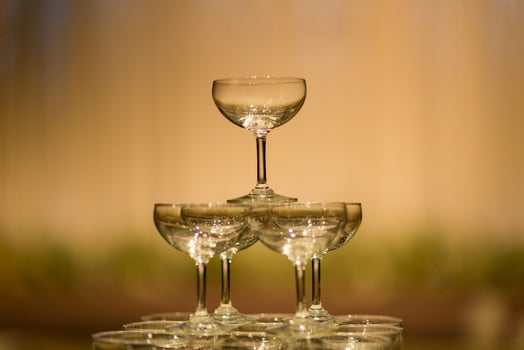Empty wine glass with blur background photo