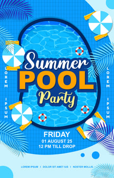Blue Summer Pool Party Poster vector
