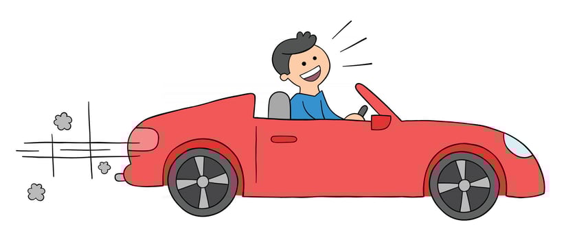 Cartoon Man Driving Luxury Convertible Car Vector Illustration
