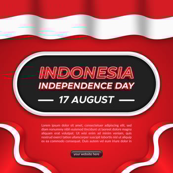 Indonesia's independence day square background template with flag vector