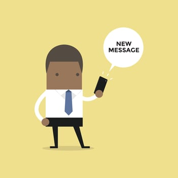 African businessman reading new message. vector
