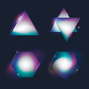 Geometric shape realistic neon color frame. vector