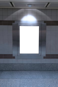 Blank billboard mockup in underground photo