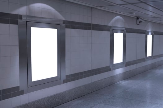 Blank billboard mockup in underground photo