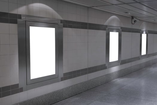 Blank billboard mockup in underground photo