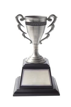 Trophy award on white background photo