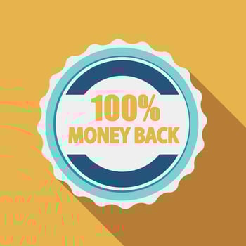 100 Money Back Quality Label Sign in Flat Modern Design with Long Shadow vector