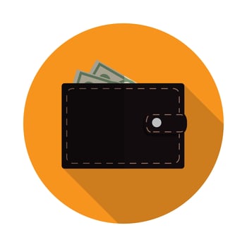 Flat Design Concept Wallet Vector Illustration With Long Shadow