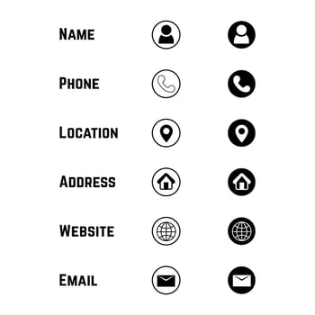 Black and White Business Card Icons Collection vector